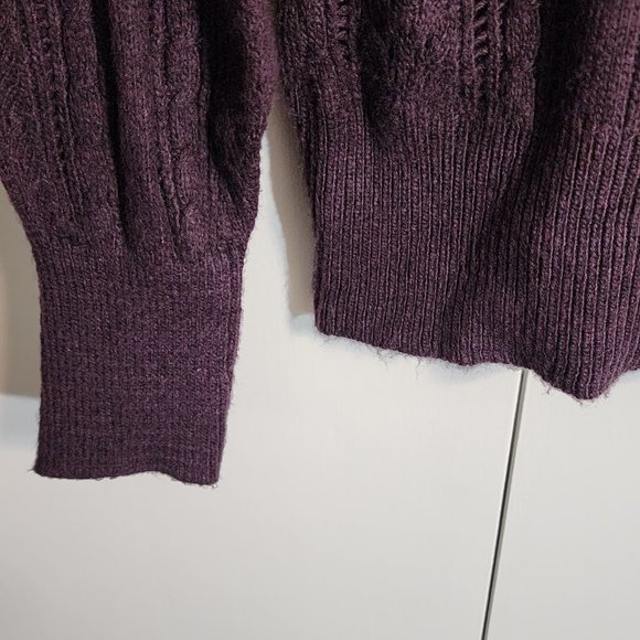 Liz Claiborne Purple Cable Knit Mock Neck Sweater w/ Cutout Pattern NWT | XS - Picture 4 of 6